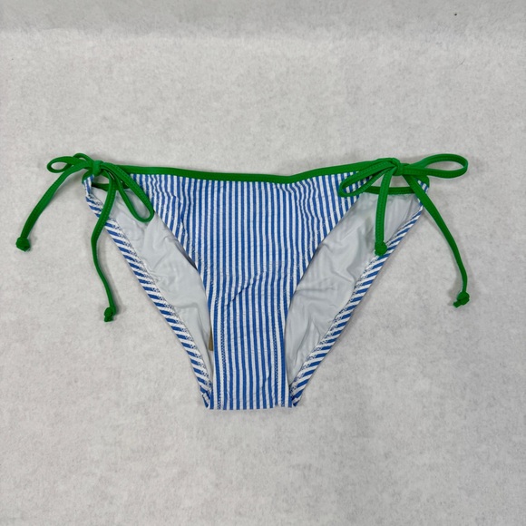 J.CREW Tipped Seersucker String Bikini Bottom - G1342 - Sz S - Picture 2 of 11